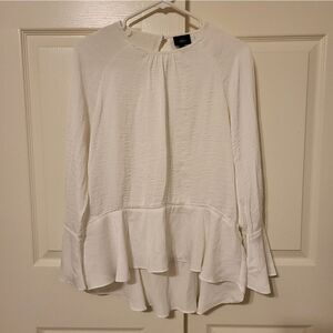 Missimo white long bell sleeved high/low blouse